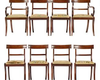 Lot 98: Set of Eight English Saber Leg Dining Chairs