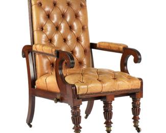 Lot 90: English William IV Leather Reclining Chair