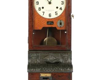 Lot 228: Blick Oak Case Time Recorder Clock