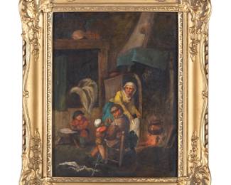 Lot 279: Continental School Interior Genre Scene Painting