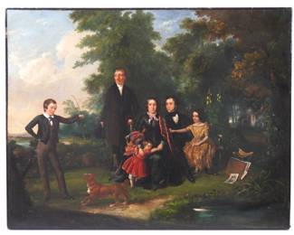 Lot 171: attr. Joseph Hartmann 1848 Family Portrait Painting