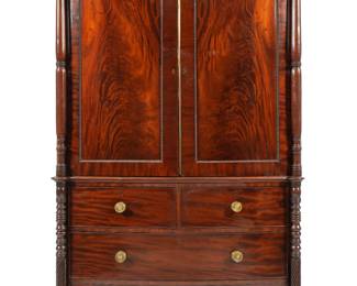 Lot 56: 18/19th C. English Mahogany Linen Press