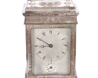 Lot 225: Ingold French Silvered Bronze Carriage Clock