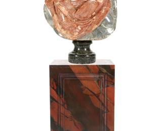 Lot 33: Large Carved Multi Stone Bust of Hadrian with Stand