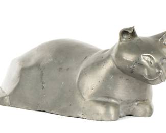Lot 107: Mid-Century Life-Size Cast Pewter Figure of a Cat