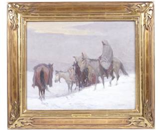 Lot 127a: Oscar Berninghaus Taos Indians In The Snow Painting