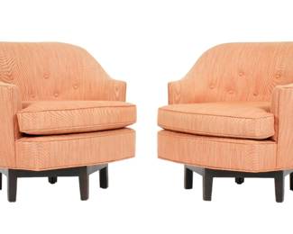 Lot 109: Pair Ed Wormley for Dunbar Swivel Lounge Chairs
