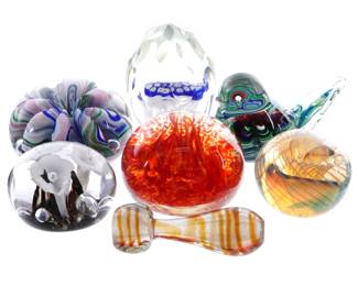 Lot 340: Collection of Seven Art Glass Paperweights