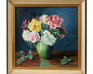 Lot 207a: Floral Still Life Painting signed Wesener