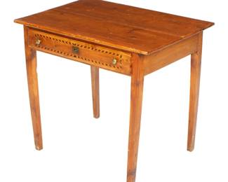 Lot 190a: 18th C French Inlaid Single Drawer Table