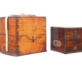 Lot 254: Rosewood Chronometer Case & a Walnut Clock Case