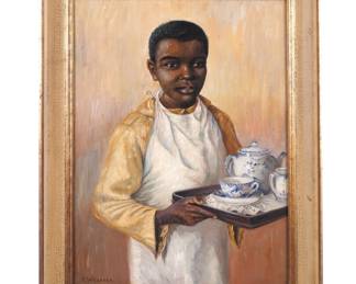 Lot 207: Portrait of a Servant Boy Painting signed Wesener