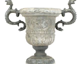 Lot 231: 18th C French Lead Double Handled Garden Urn
