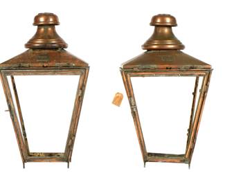 Lot 66a: Pair William Edgar Copper Street Lanterns