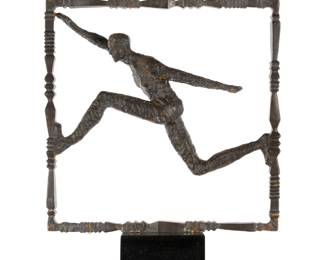 Lot 51: Manner of Giacometti Running Man Iron Sculpture
