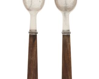 Lot 106a: Early William Spratling Silver Rosewood Salad Set