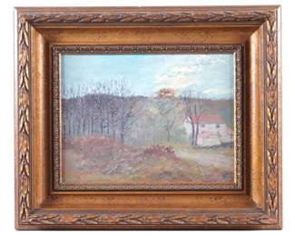 Lot 309: James Harrington Rural Winter Landscape Painting