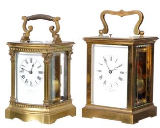 Lot 335: Two Brass Case Repeater Carriage Clocks