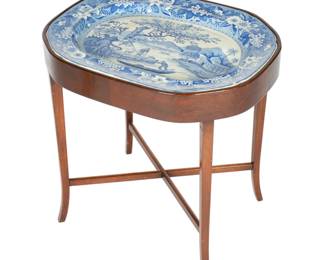 Lot 355: English 19th C Ironstone Platter and Stand