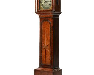Lot 16: English 19th C Parquetry Inlaid Tall Case Clock
