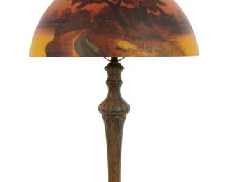 Lot 79: Handel Reverse Painted Landscape Shade Lamp