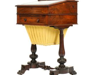 Lot 100: English Victorian Rosewood Sewing Desk