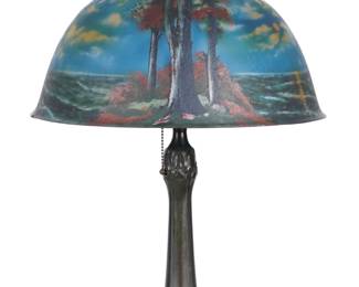Lot 111: Pittsburg Landscape Reverse Painted Shade Lamp