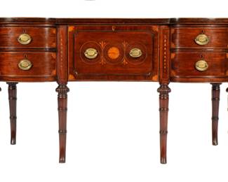 Lot 217a: English Sheraton Inlaid Mahogany Sideboard