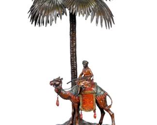 Lot 323: Austrian Orientalist on Camel Bronze Lamp