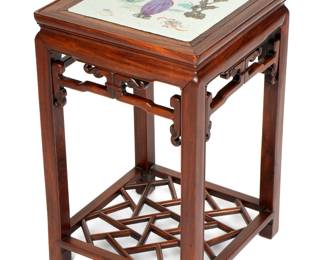 Lot 131: Chinese Famille Rose Inset Plaque Top Table