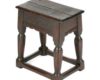 Lot 164: Early English Carved Oak Joint Stool