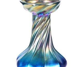 Lot 87: Tiffany LCT Iridescent Blue Favrile Oil Lamp Base