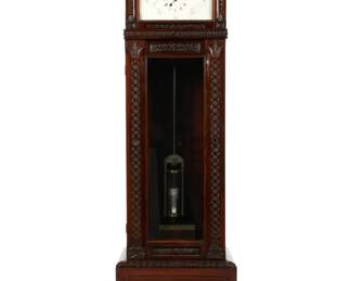 Lot 20: 19th C. English Carved Tall Case Regulator Clock