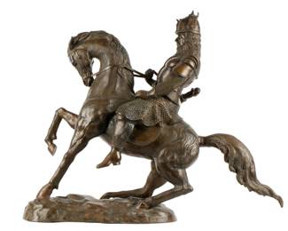 Lot 206: Bronze Figure of a Medieval Knight on Horseback