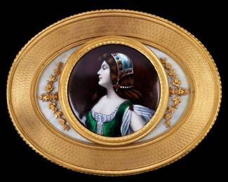 Lot 187: French Limoges Enamel on Copper Portrait Plaque