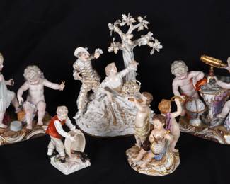 Lot 271: Collection of Five Meissen Porcelain Figural Groups