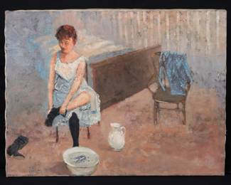 Lot 308: James Harrington Portrait of Woman Undressing