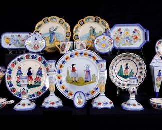 Lot 344: 27 Piece Collection of Quimper Pottery