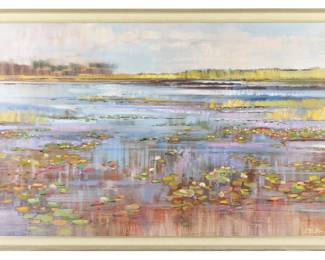 Lot 332: Large James Yates Pond Landscape Painting