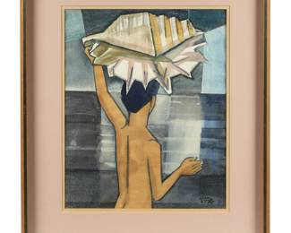 Lot 342: Cubist Portrait of a Boy with Shell signed Clarice
