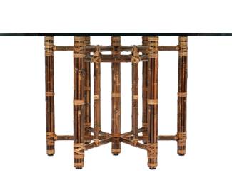 Lot 142: McGuire Glass Top Bamboo Dining Table