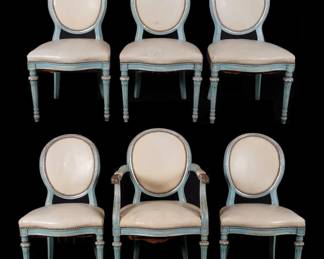 Lot 28: Six French Painted Louis XVI Dining Chairs