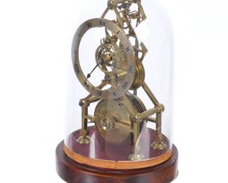 Lot 224a: English Brass Fusee Skeleton Clock with Dome