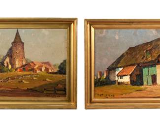 Lot 145: Two Piet Lippens Rural Landscape Paintings