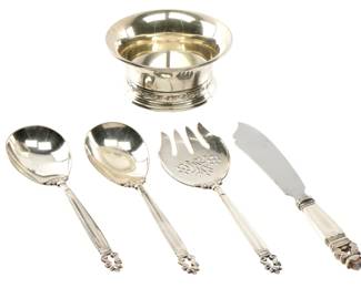 Lot 44a: Five Piece Georg Jensen Sterling Silver Table Item
