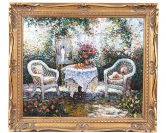 Lot 75: Reynolds Beal Impressionist Garden Patio Painting