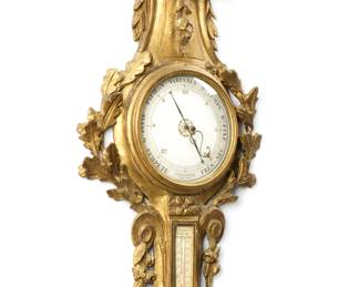 Lot 153: Ornate French Carved Gilt Wood Wheel Barometer