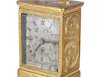 Lot 291: Ornate Brass Case French Repeater Carriage Clock