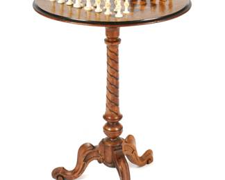 Lot 204: Marquetry Inlaid Chess Board Table
