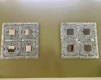 Pair Of Silver Square Mirrors